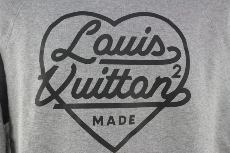 Louis Vuitton Virgil Abloh x Nigo Men's M Grey LV2 Printed Heart Sweatshirt  121l