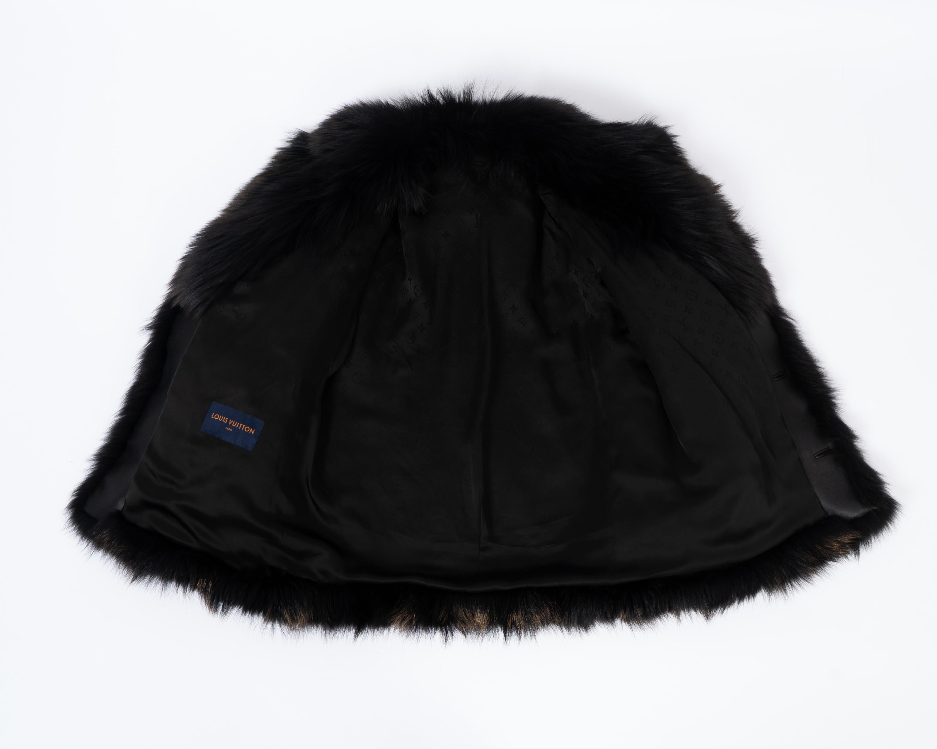 Black Louis Vuitton Virgil FW 2019 Runway Fur Jacket For Sale