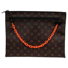 Louis Vuitton Virgil Solar Ray Pouch Orange Brown Canvas Monogram Travel Clutch