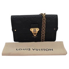 Louis Vuitton Vivian Schwarze Monogrammierte Empreinte Kette Brieftasche mit Kette
