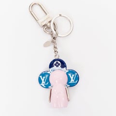LOUIS VUITTON Vivienne Escale Giant Monogram blue pink LV floral bag charm