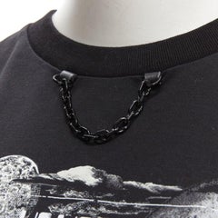 LOUIS VUITTON T-shirt en coton noir bordé de chaînes, motif Volleyball Space XS