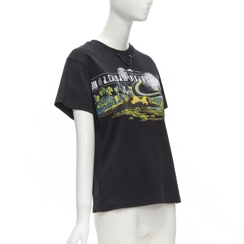 LOUIS VUITTON Volleyball Space graphic chain trimmed black cotton tshirt XS In Excellent Condition In Hong Kong, NT