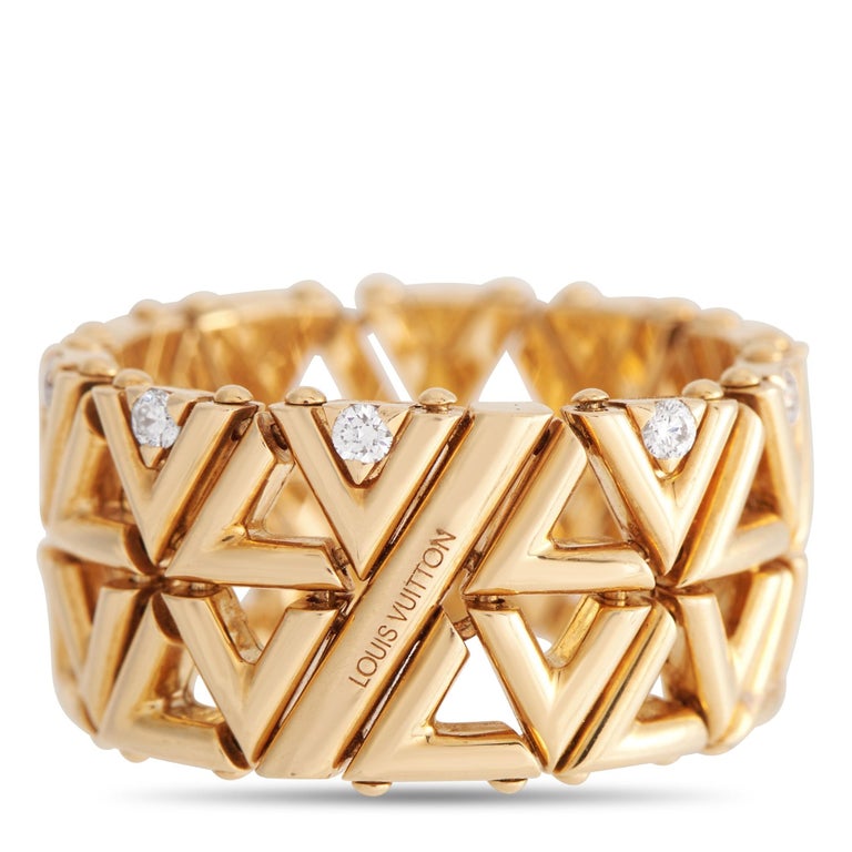 Louis Vuitton Volt 18K Yellow Gold 0.20 Ct Diamond Mesh Band Ring at  1stDibs