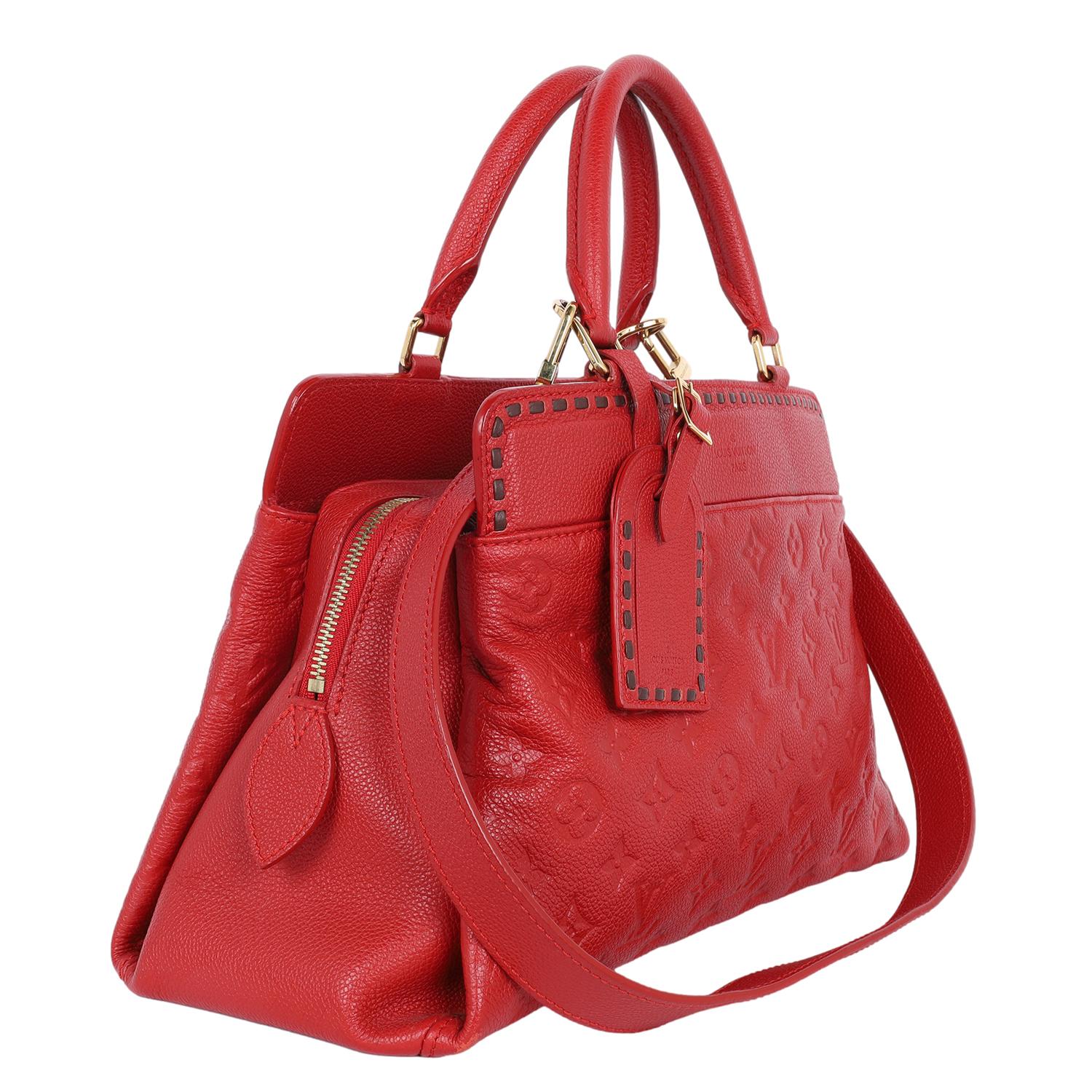 Women's Louis Vuitton Vosges Empriente Leather Satchel Red For Sale