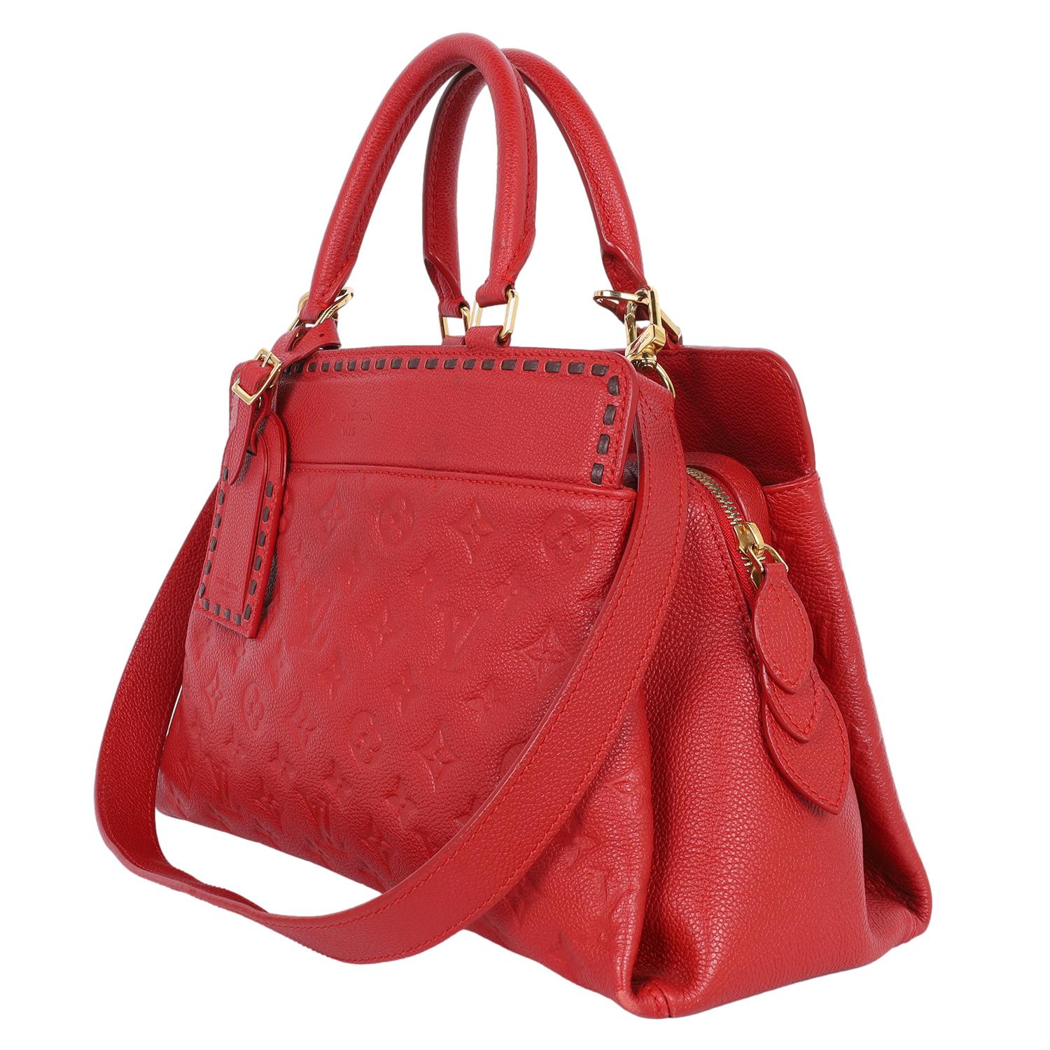 Louis Vuitton Vosges Empriente Leather Satchel Red For Sale 1