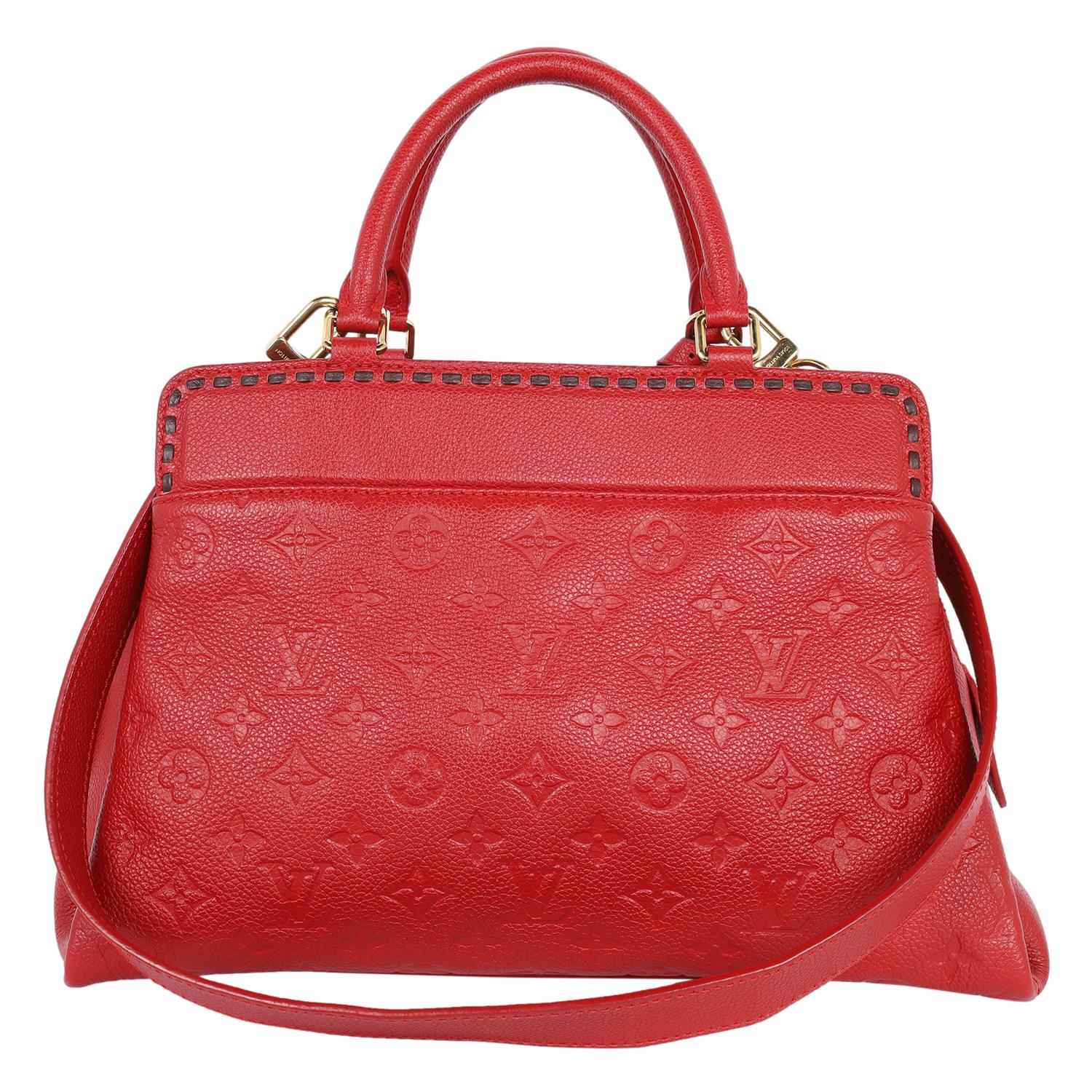 Louis Vuitton Vosges Empriente Leather Satchel Red For Sale 2