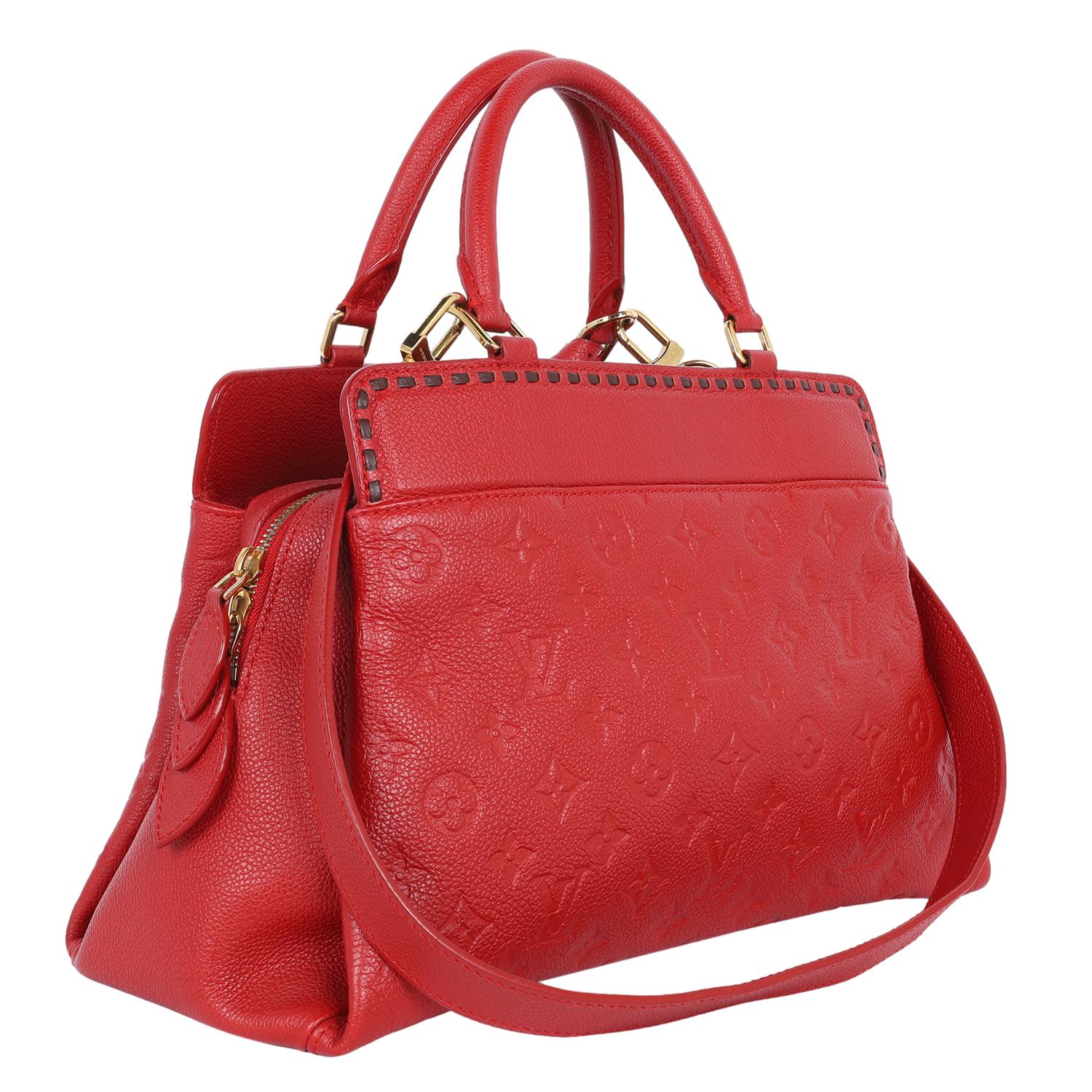 Louis Vuitton Vosges Empriente Leather Satchel Red For Sale 3