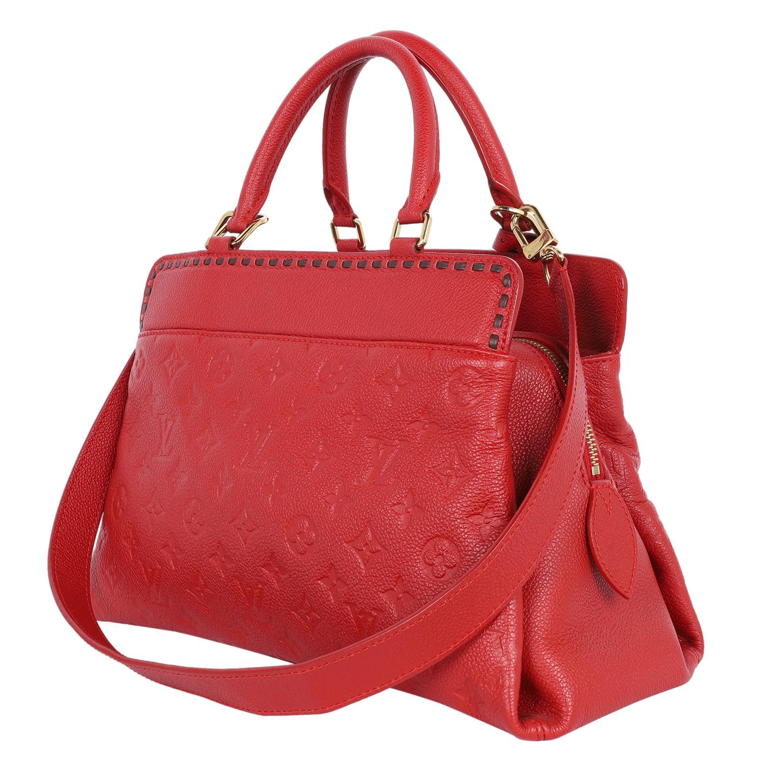 Louis Vuitton Vosges Empriente Leather Satchel Red For Sale 4