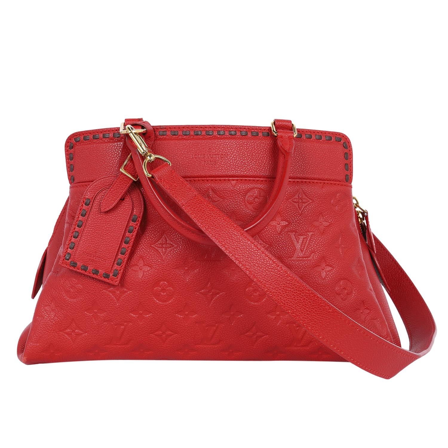 Louis Vuitton Vosges Empriente Leather Satchel Red For Sale 5