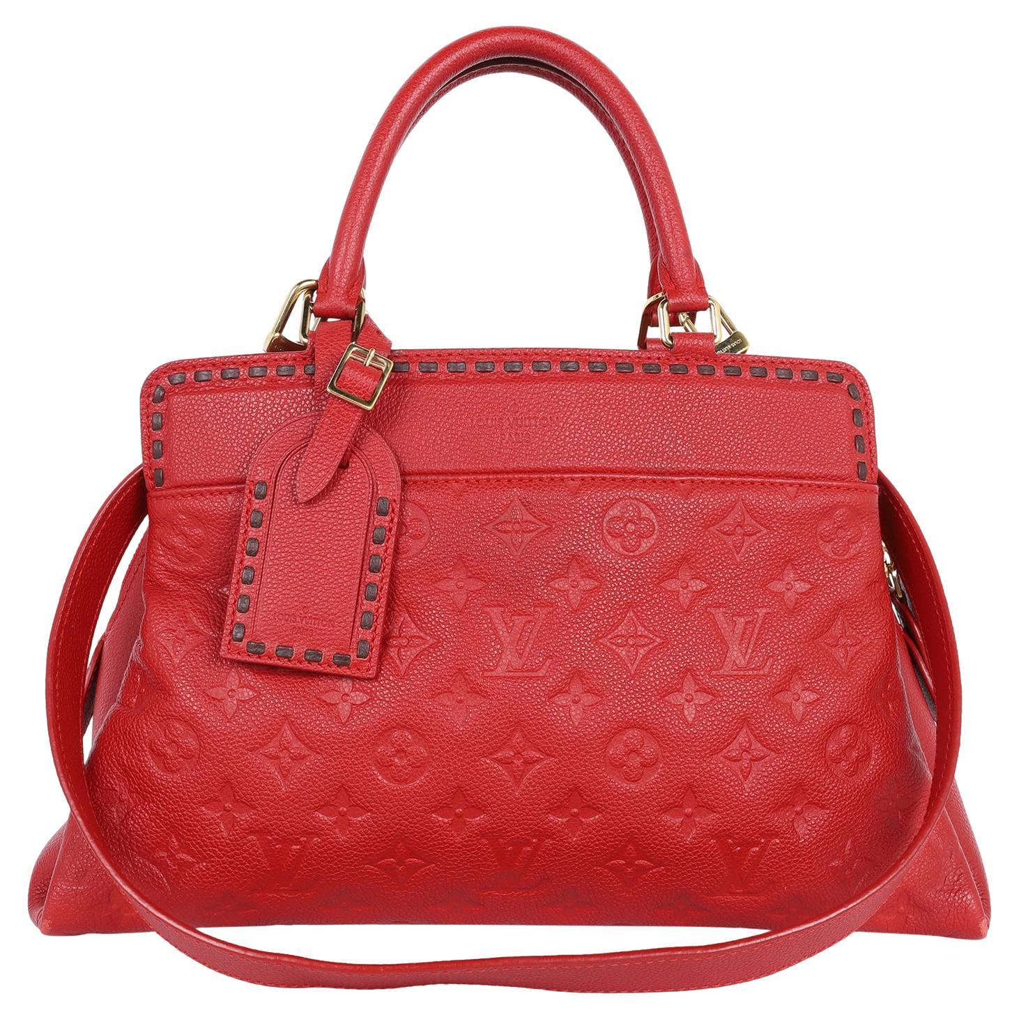 Louis Vuitton Vosges Empriente Leather Satchel Red For Sale