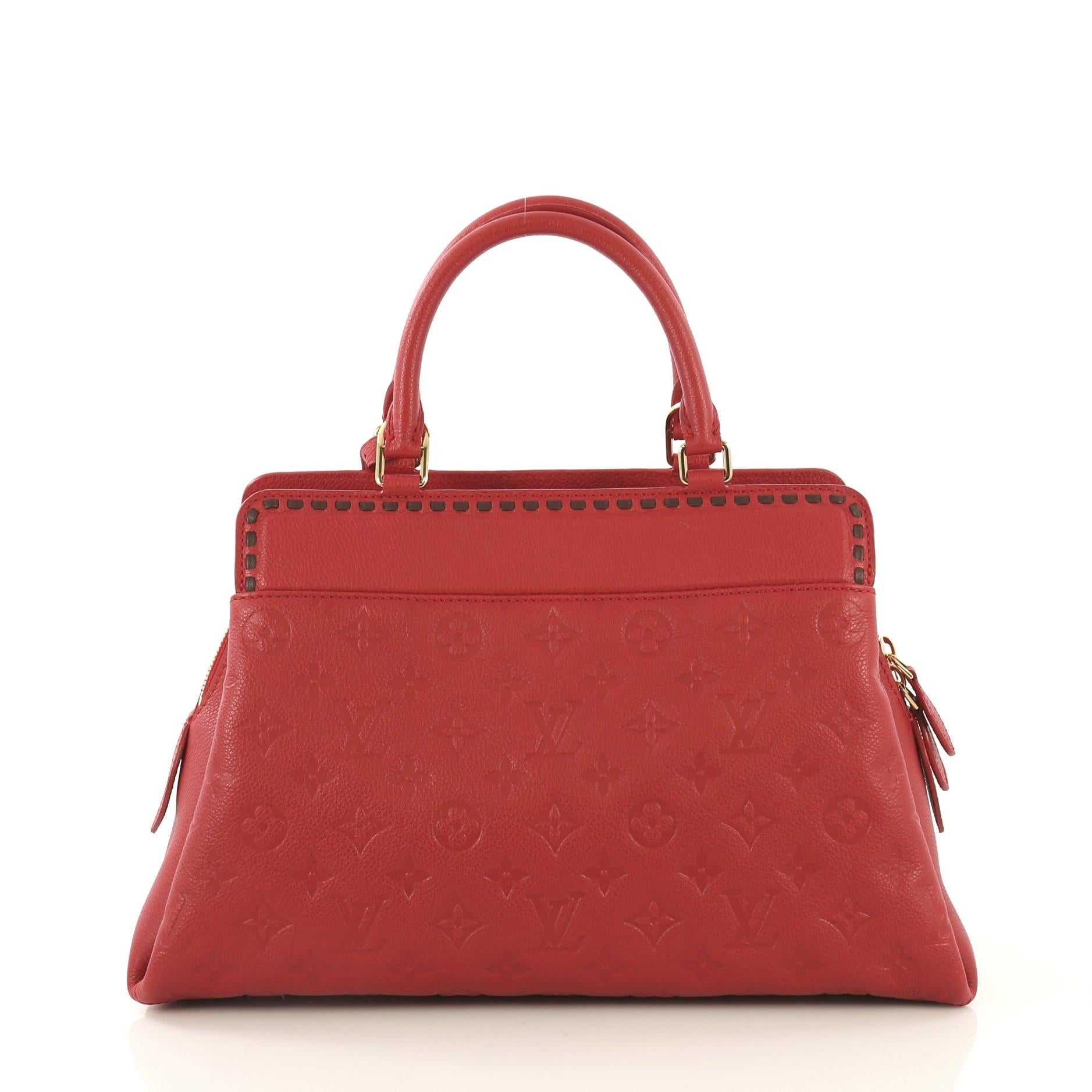 Red Louis Vuitton Vosges Handbag Whipstitch Monogram Empreinte Leather MM