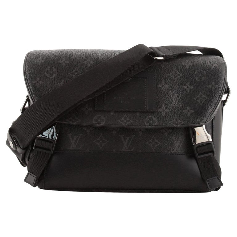 Louis+Vuitton+Voyager+Messenger+Bag+MM+Black+Canvas for sale online