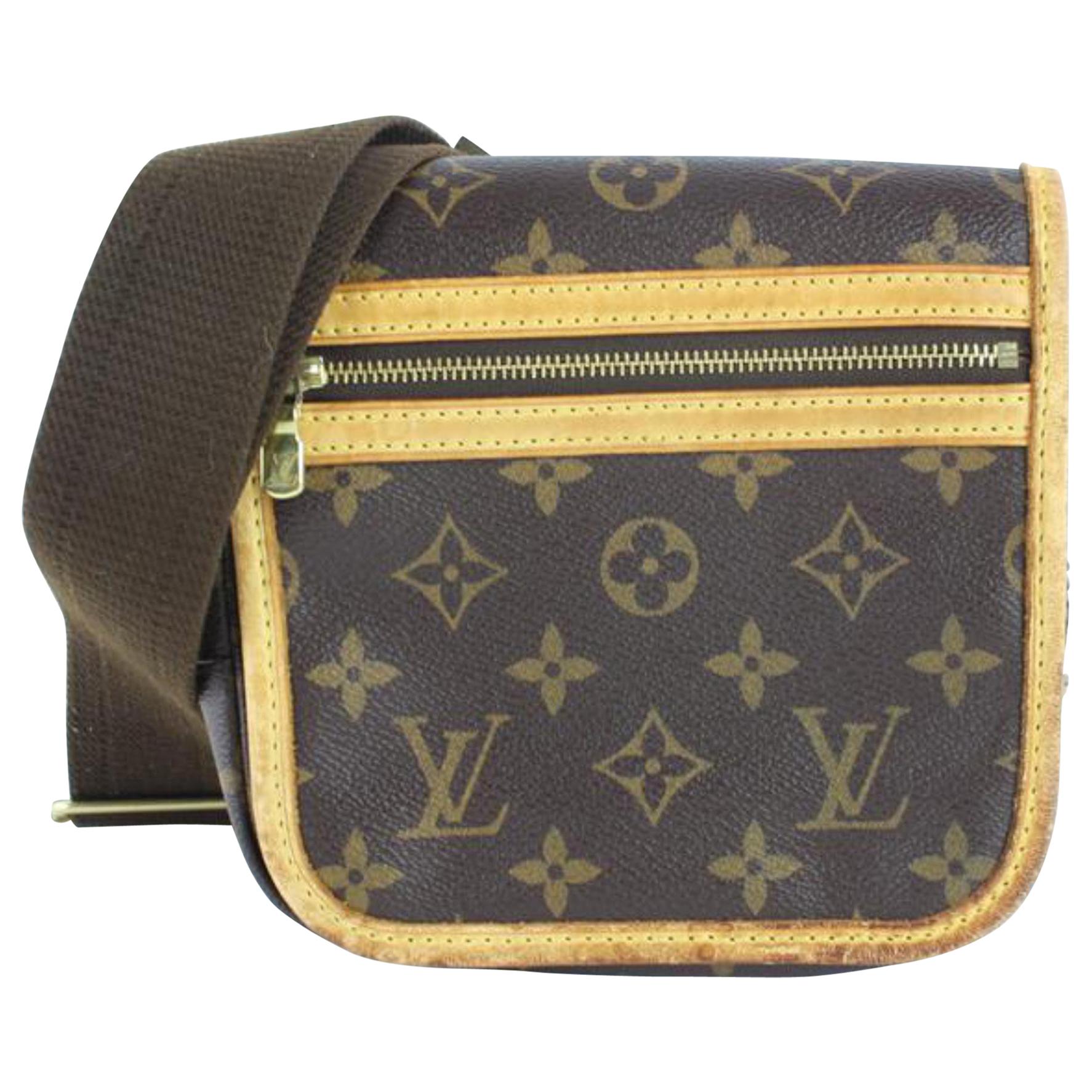 Louis Vuitton Waist Bosphore Monogram 227801 Brown Coated Canvas Cross