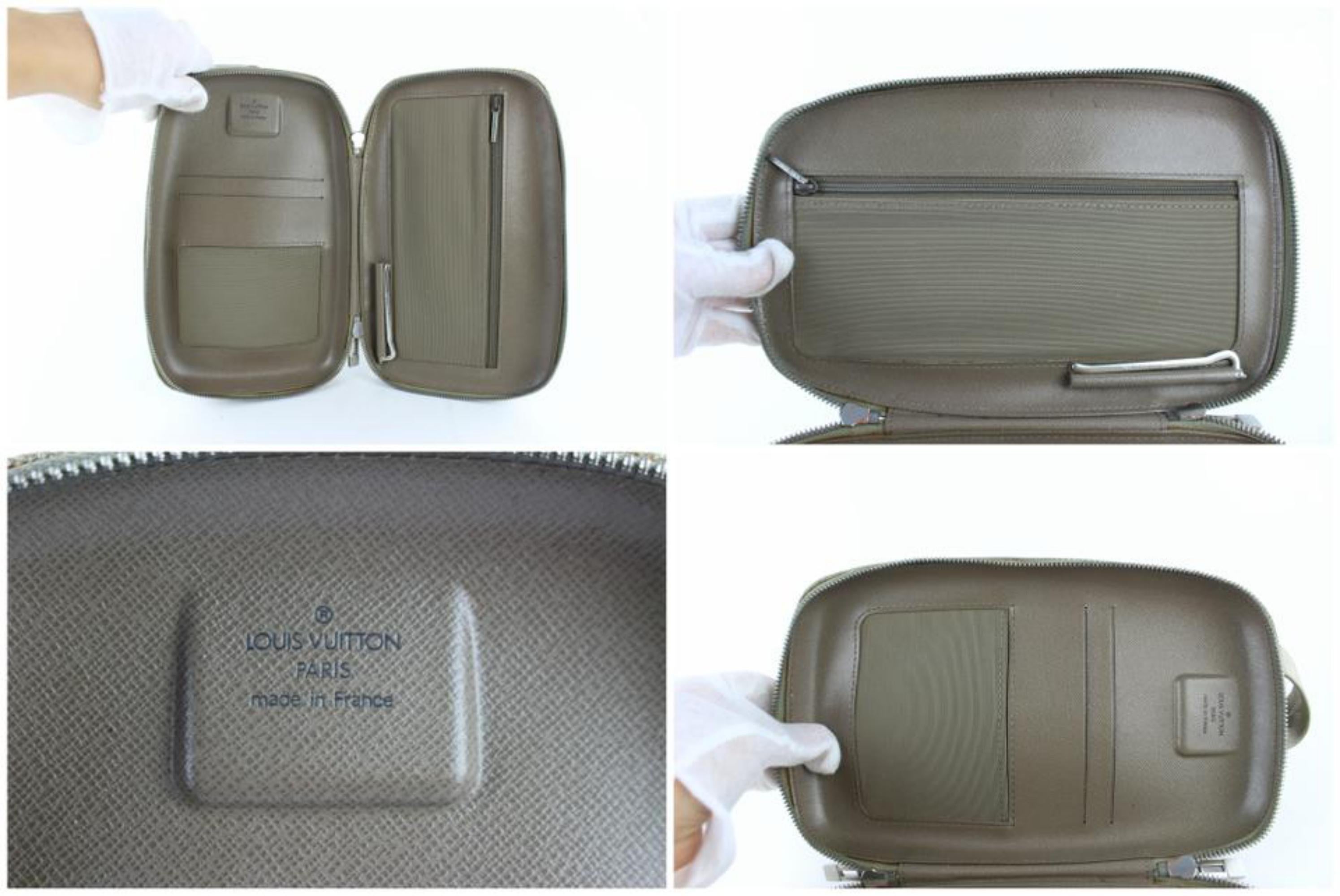Louis Vuitton Waist Mage Damier Geant 227800 Taupe Canvas Cross Body Bag In Fair Condition For Sale In Forest Hills, NY