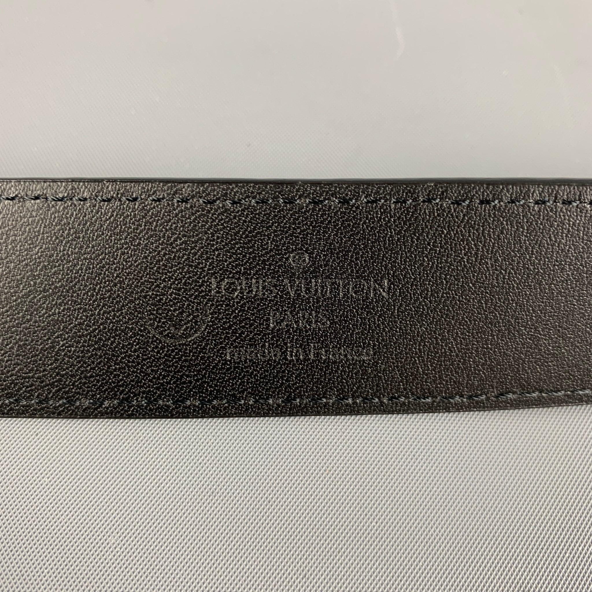 LOUIS VUITTON Waist Size 34 Black Textured Leather Belt For Sale 3
