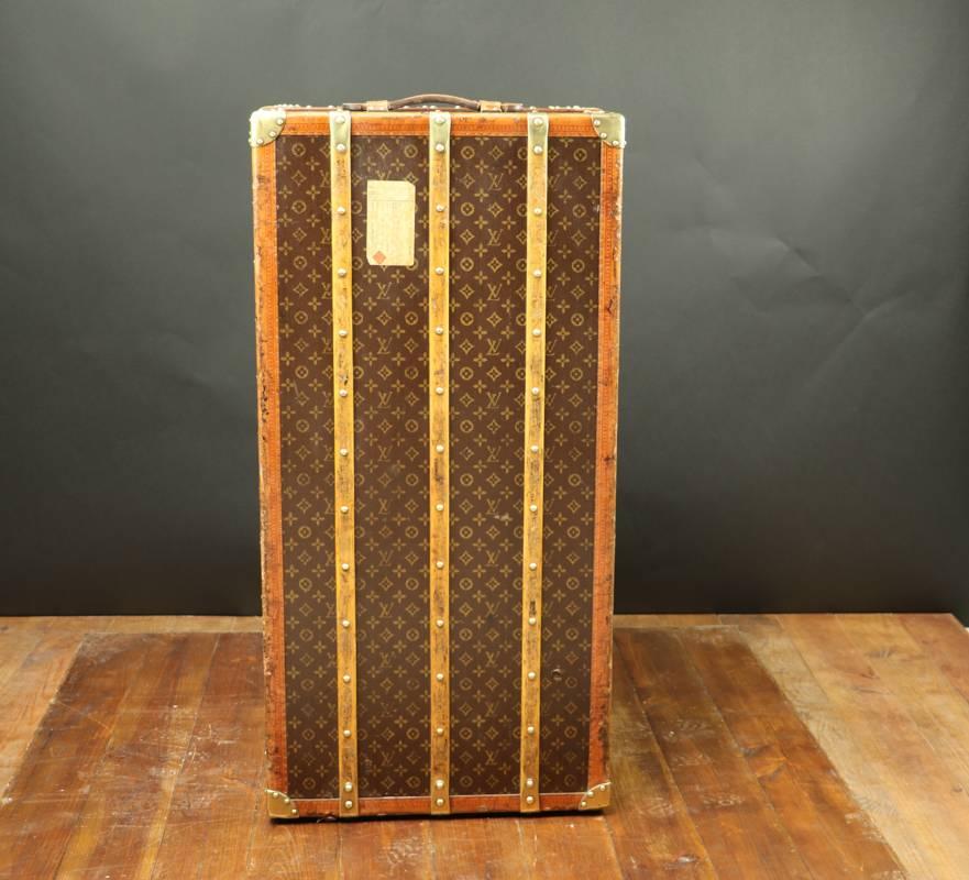 Brass Louis Vuitton Wardrobe Monogram Trunk Complete, 1930s