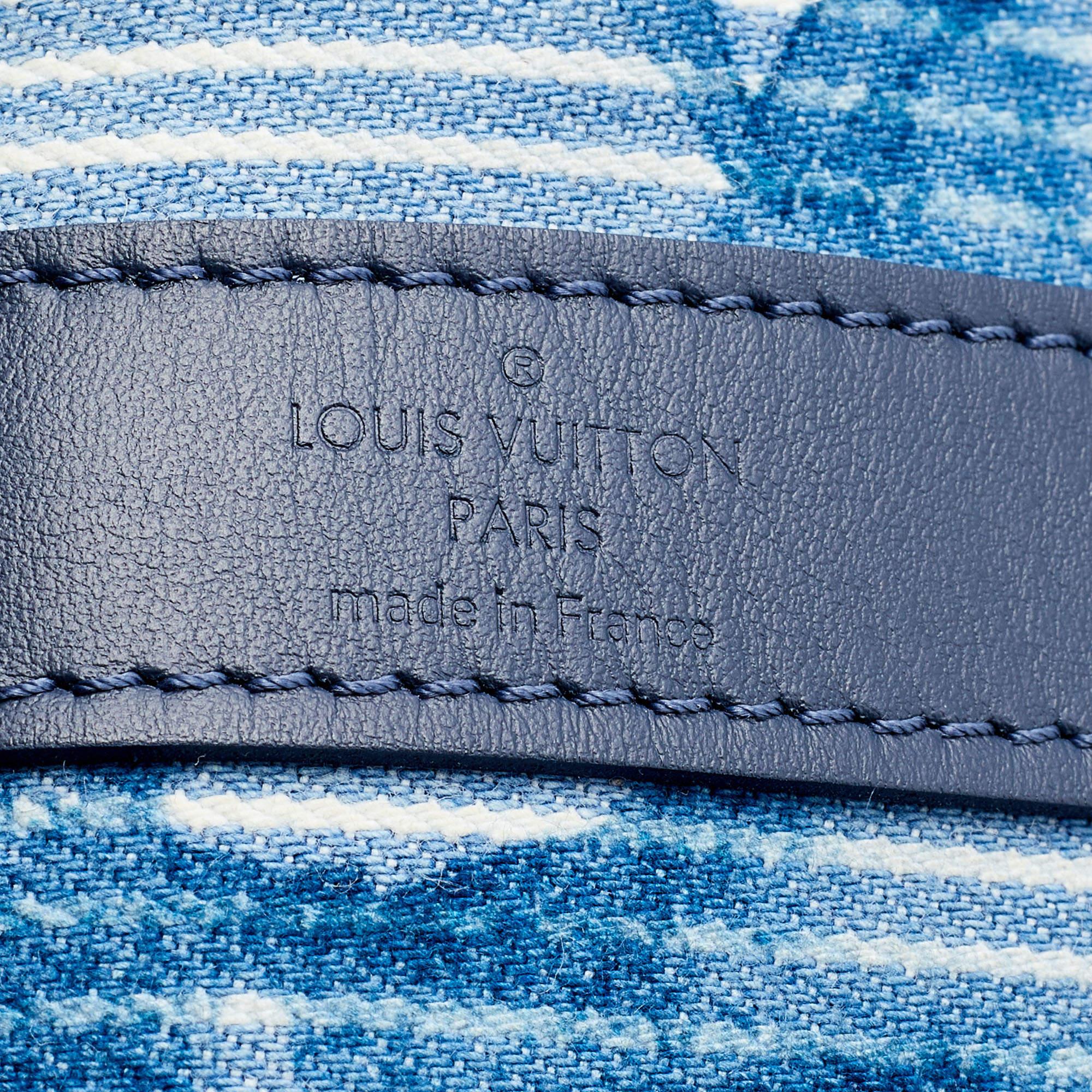 Blue Louis Vuitton Watercolor Monogram Denim Hickory Stripe Keepall 50 Bandoulier Bag