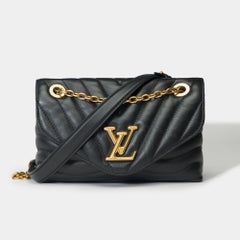 Sac à bandoulière Louis Vuitton Wave en cuir de veau matelassé noir, GHW