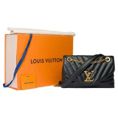 Louis Vuitton Wave Umhängetasche aus schwarzem gestepptem Kalbsleder, GHW
