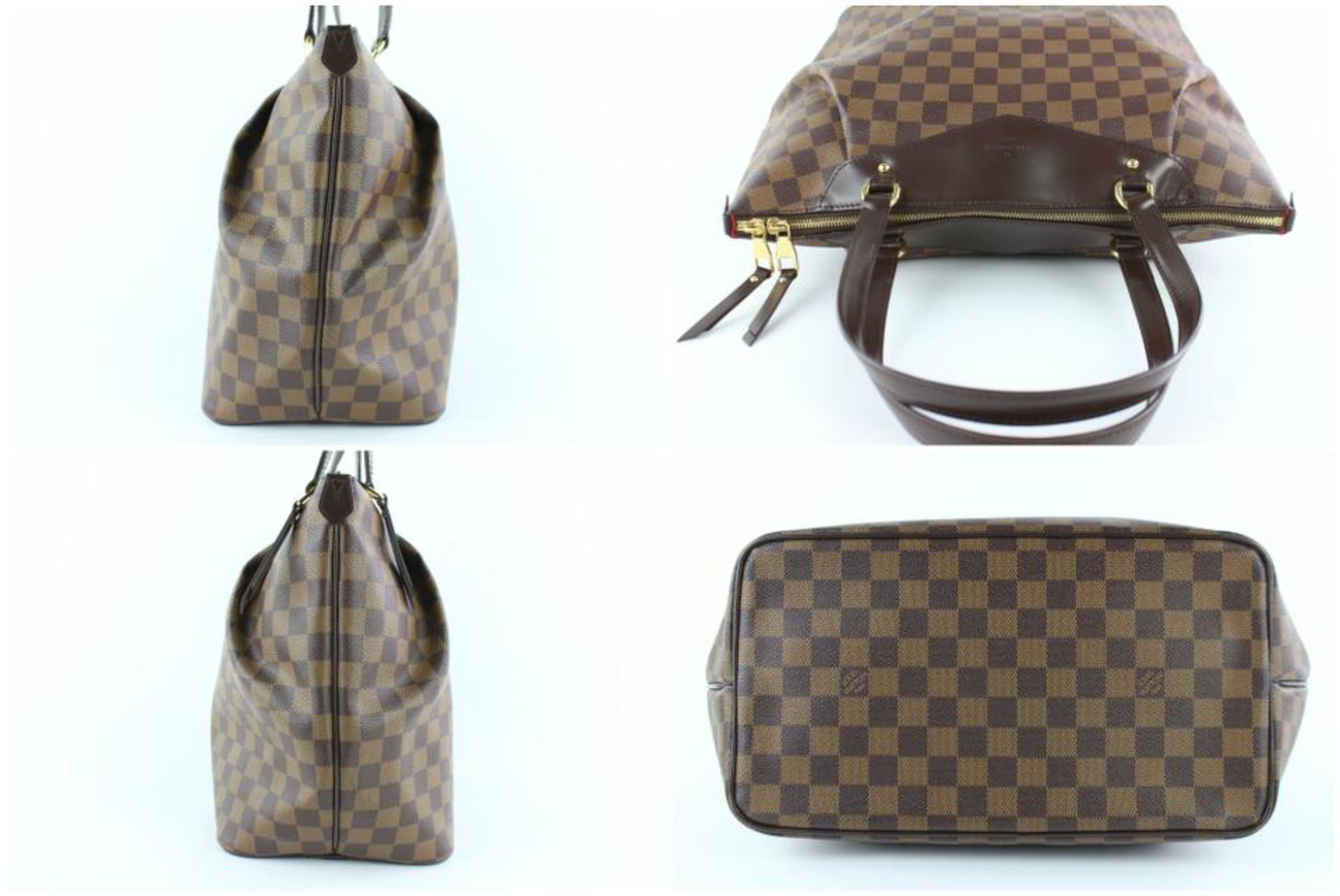 Louis Vuitton Westminster Damier Ebene Gm Zip 7le0108 Brown Coated Canvas Tote For Sale 2