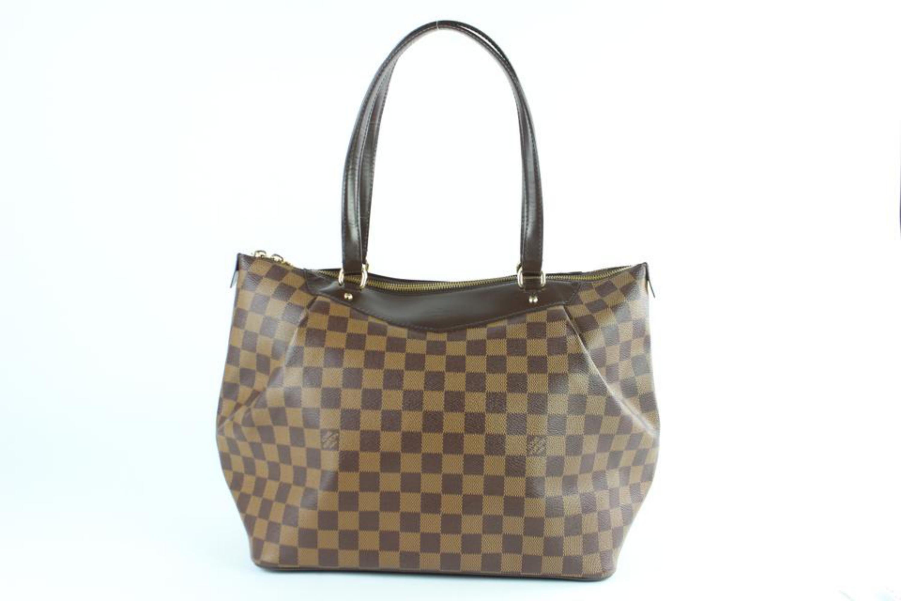Louis Vuitton Westminster Damier Ebene Gm Zip 7le0108 Brown Coated Canvas Tote For Sale 5