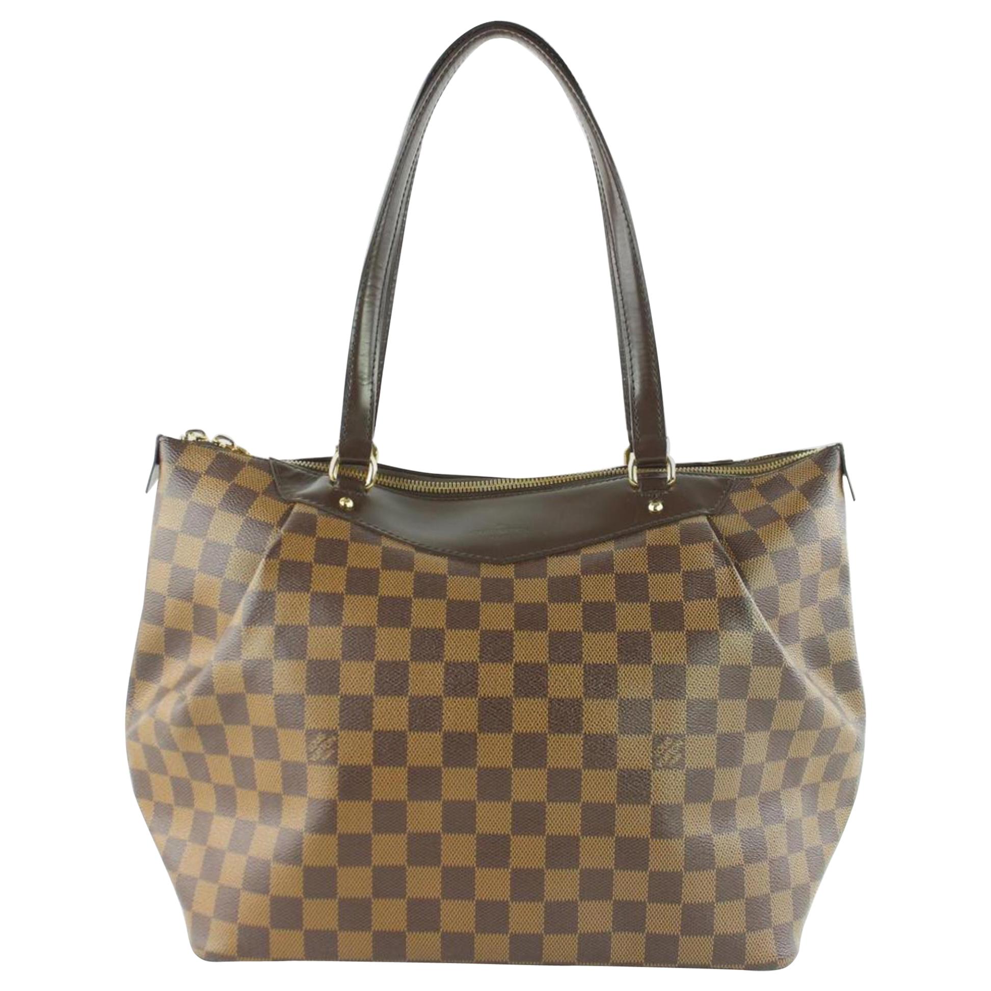 Louis Vuitton Westminster Damier Ebene Gm Zip 7le0108 Brown Coated Canvas Tote For Sale