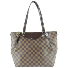 Vintage Louis Vuitton Westminster Damier Ebene Gm Zip 8lz0125 Brown Coated Canvas Tote