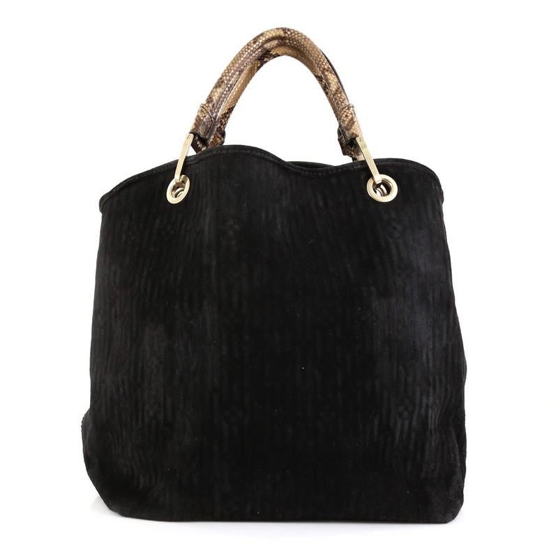 Black Louis Vuitton Whisper Bag Monogram Suede and Python GM