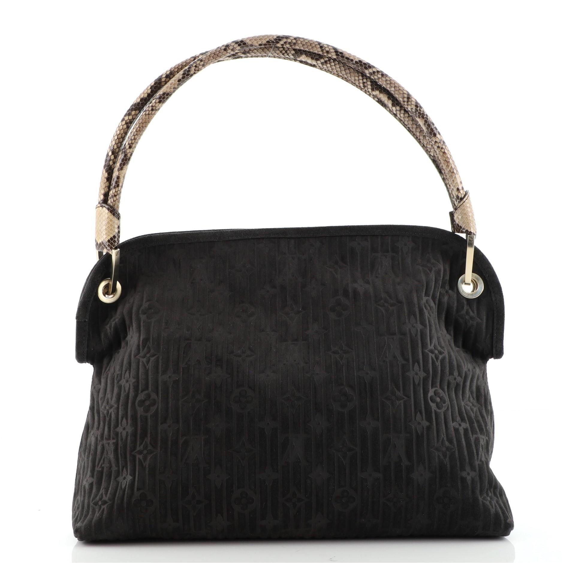 Black Louis Vuitton Whisper Bag Monogram Suede and Python PM