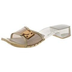 Louis Vuitton White Acrylic and Leather Trim Buckle Sandals Size 38.5