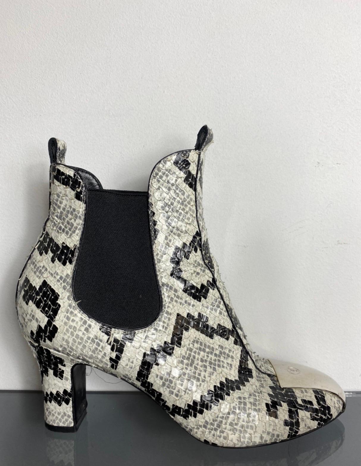 Gray Louis Vuitton white and black reptile Ankle Boots For Sale