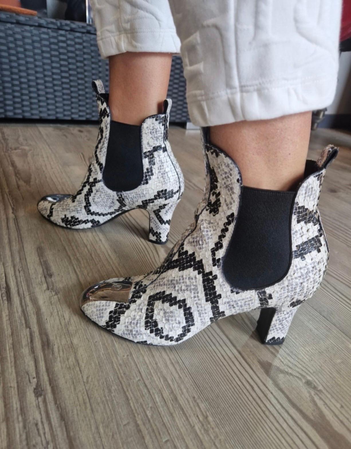 Louis Vuitton white and black reptile Ankle Boots For Sale 1