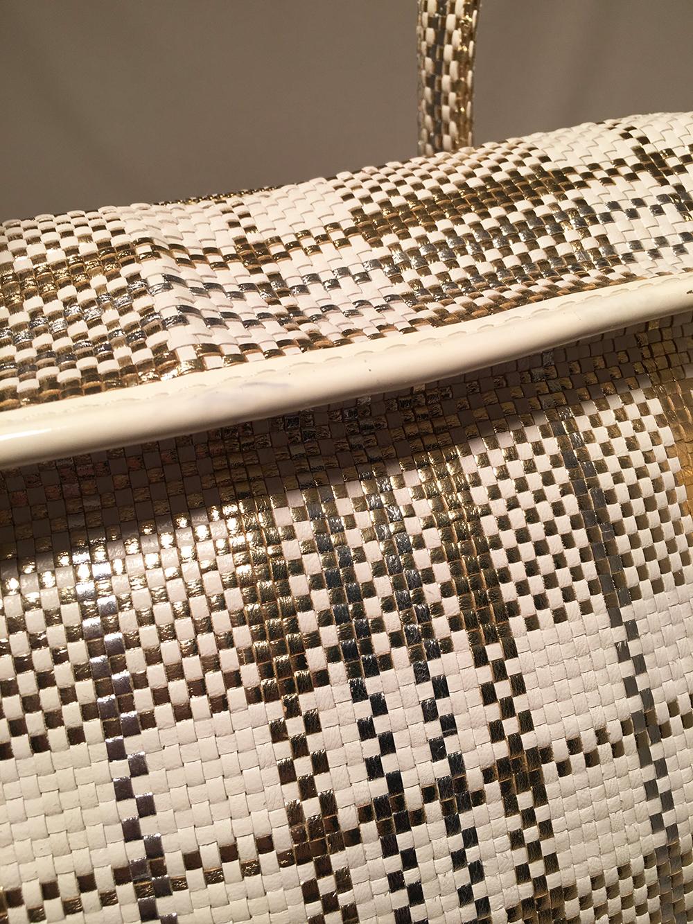 Louis Vuitton White and Gold Braided Street Shopper PM Tote  In Good Condition In Philadelphia, PA