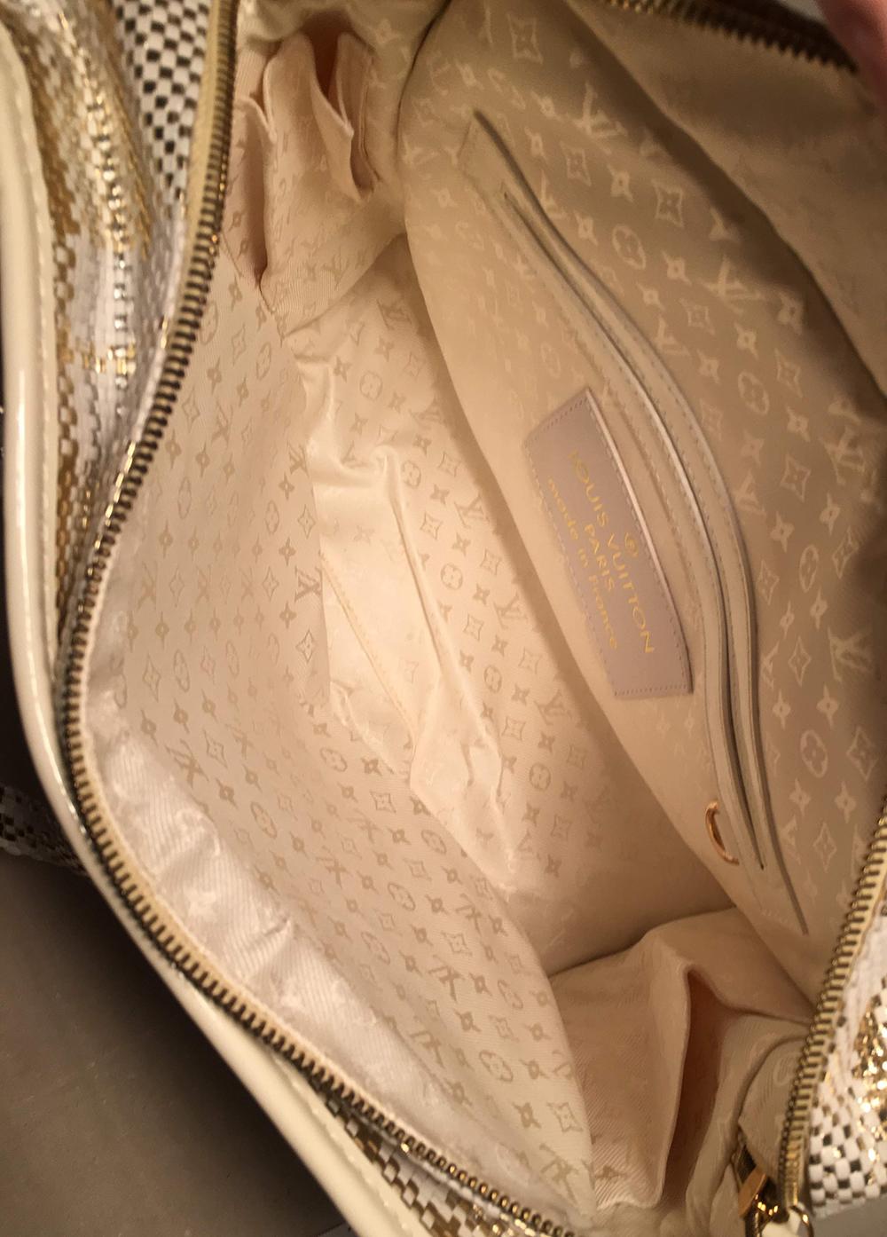 Louis Vuitton White and Gold Braided Street Shopper PM Tote  3