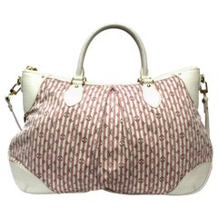 Louis Vuitton White and Pink Canvas Croisette Marina Mini Lin Bag