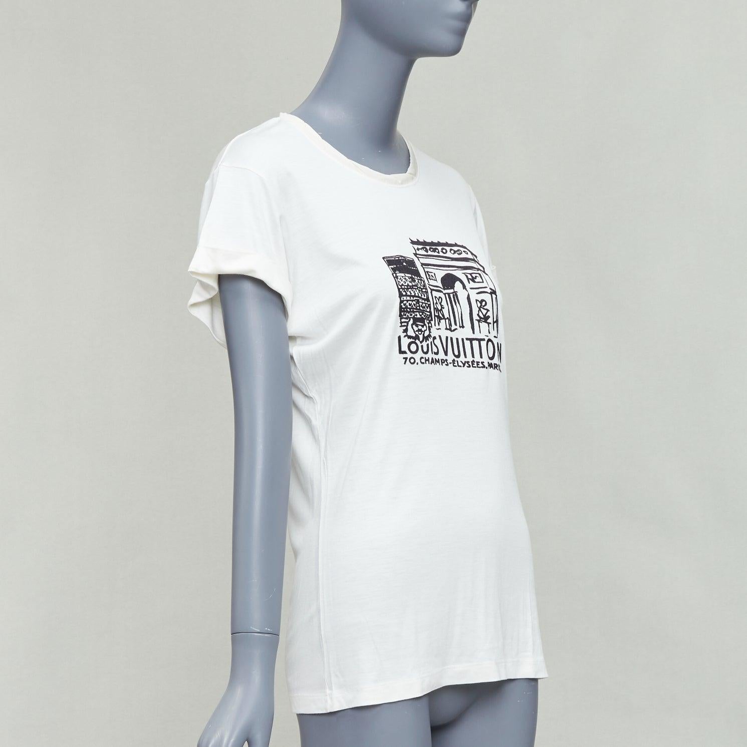 Grigio LOUIS VUITTON - Tshirt bianca con stampa in feltro sull'Arco di Trionfo  S in vendita