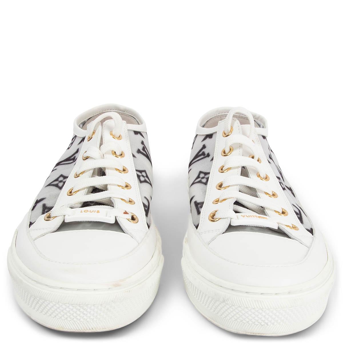 100% authentic Louis Vuitton S/S 2020 Stellar low top sneakers in white & black monogram mesh with white leather trims and tip set on white rubber soles. Have been worn and are in excellent condition.

Measurements
Imprinted Size	38
Shoe