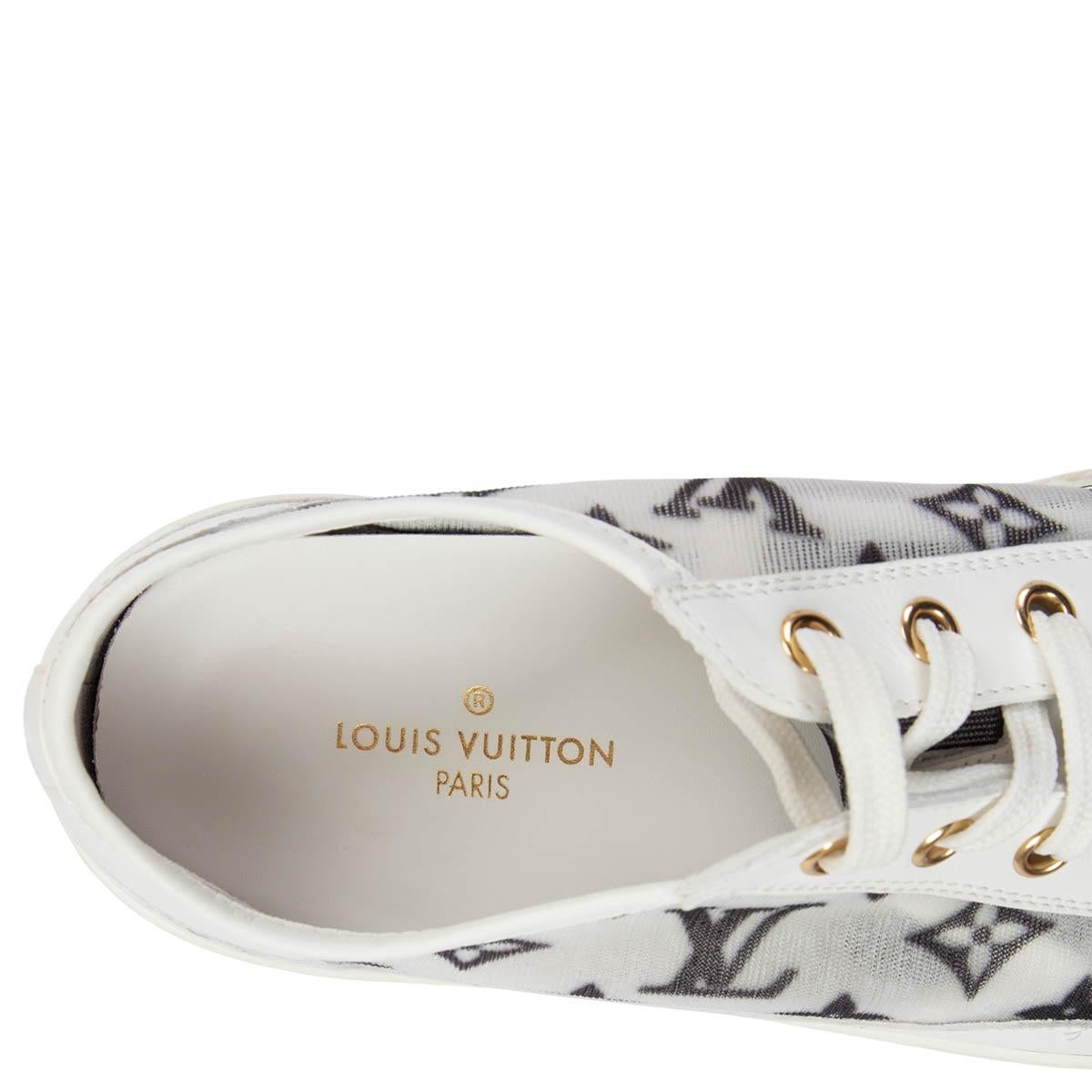 LOUIS VUITTON white & black 2020 Monogram Mesh STELLAR Low Top Sneakers Shoes 38 In Excellent Condition In Zürich, CH