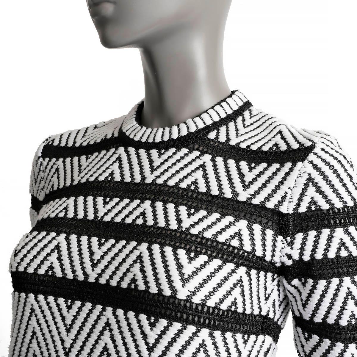 LOUIS VUITTON Maglione 2018 in cotone bianco e nero a righe CHEVRON JACQUARD S.S. in vendita 1