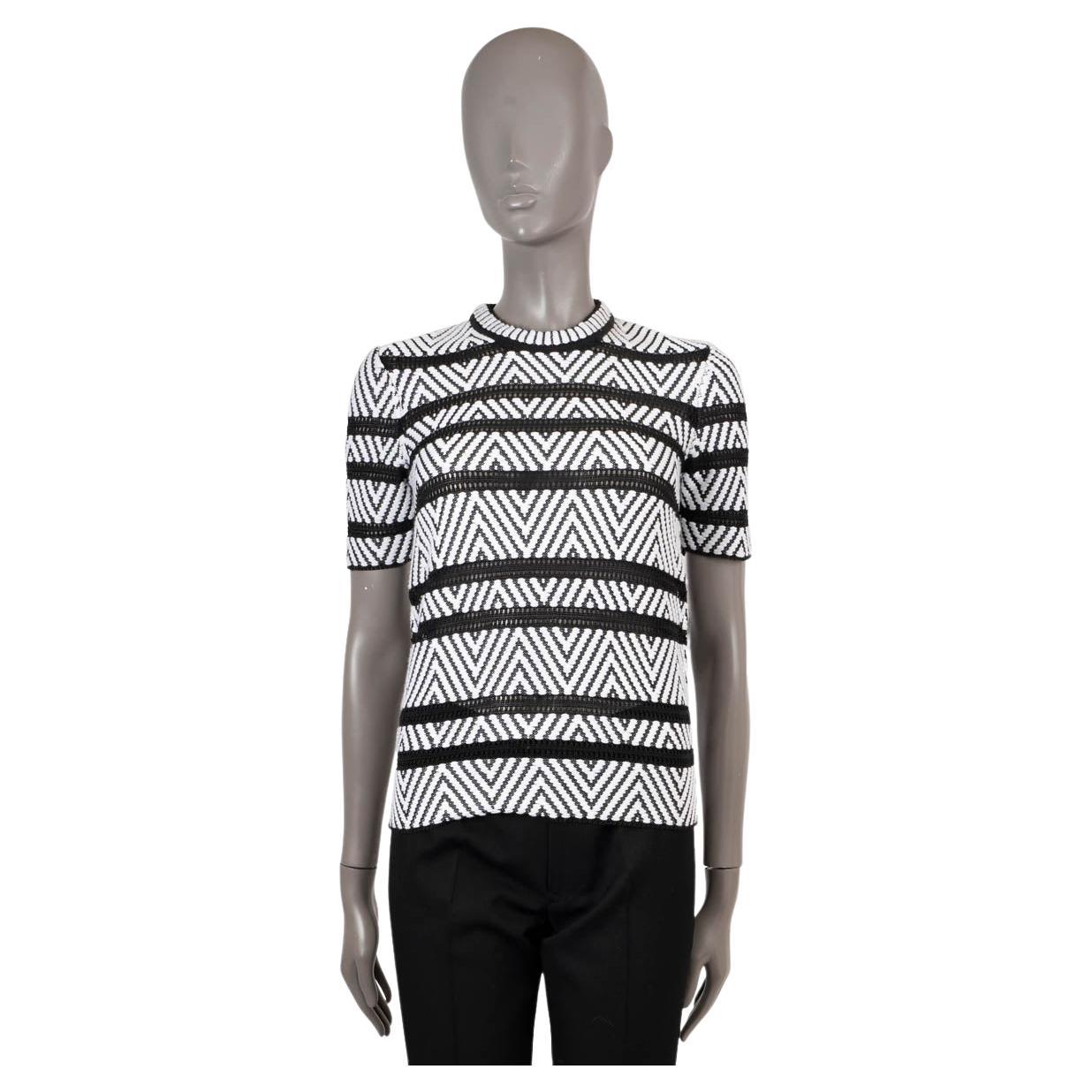 LOUIS VUITTON white & black cotton 2018 STRIPED CHEVRON JACQUARD Sweater S For Sale