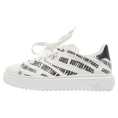 Louis Vuitton White/Black Leather Logo Printed Time Out Sneakers Size 37.5