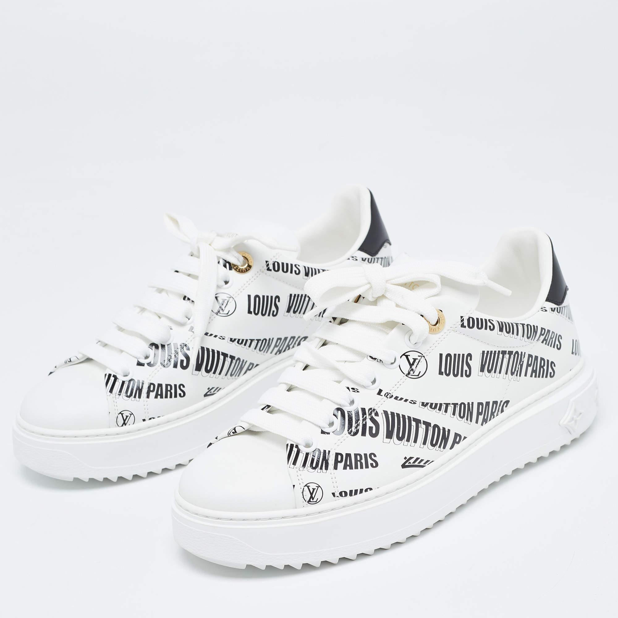 Louis Vuitton White/Black Leather Time Out Trainers Sneakers Size 38 1