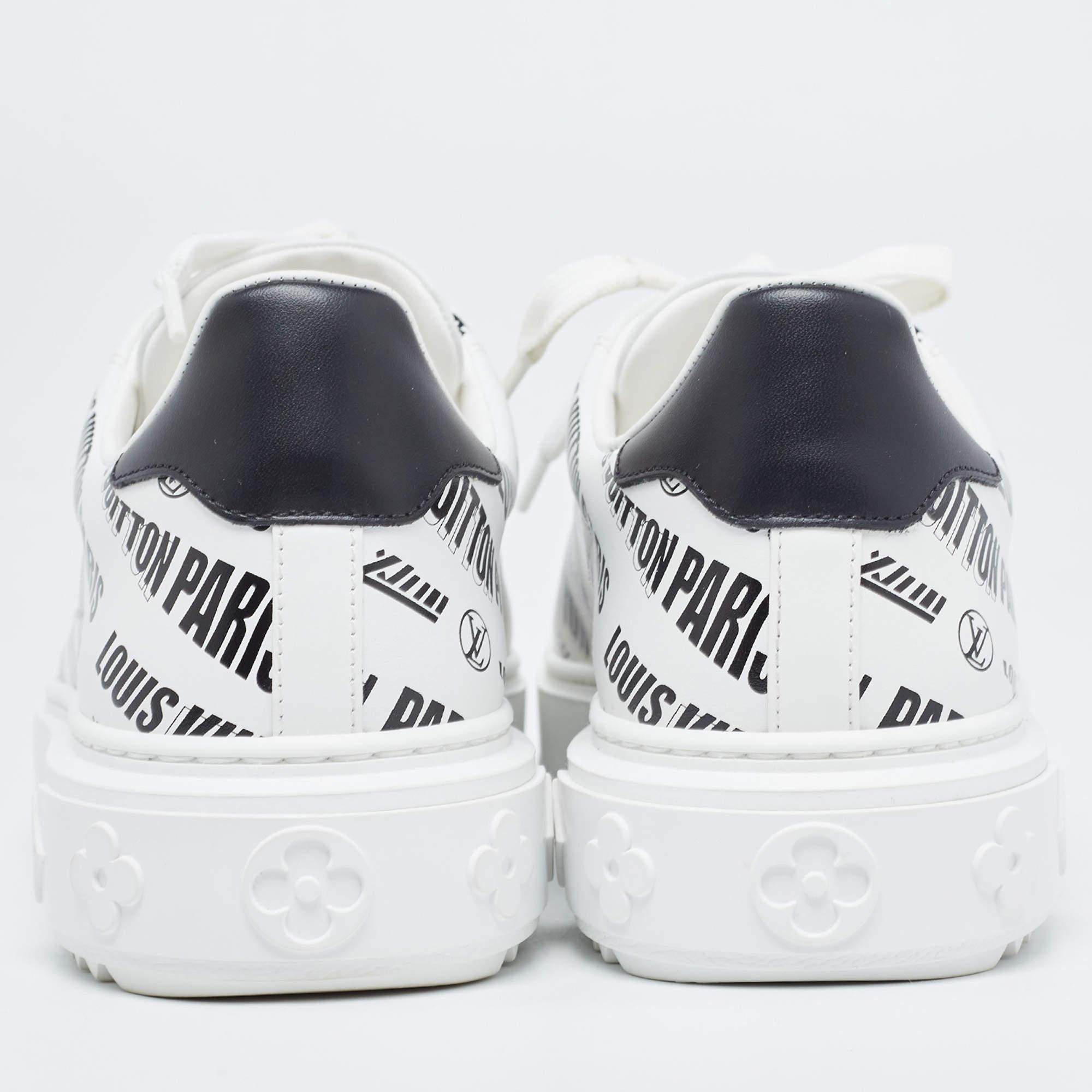 Louis Vuitton White/Black Leather Time Out Trainers Sneakers Size 38 4