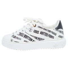 Louis Vuitton White/Black Leather Time Out Trainers Sneakers Size 38