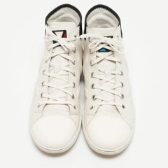 Louis Vuitton White/Black Leather Trainer High Top Sneakers Size 42.5
