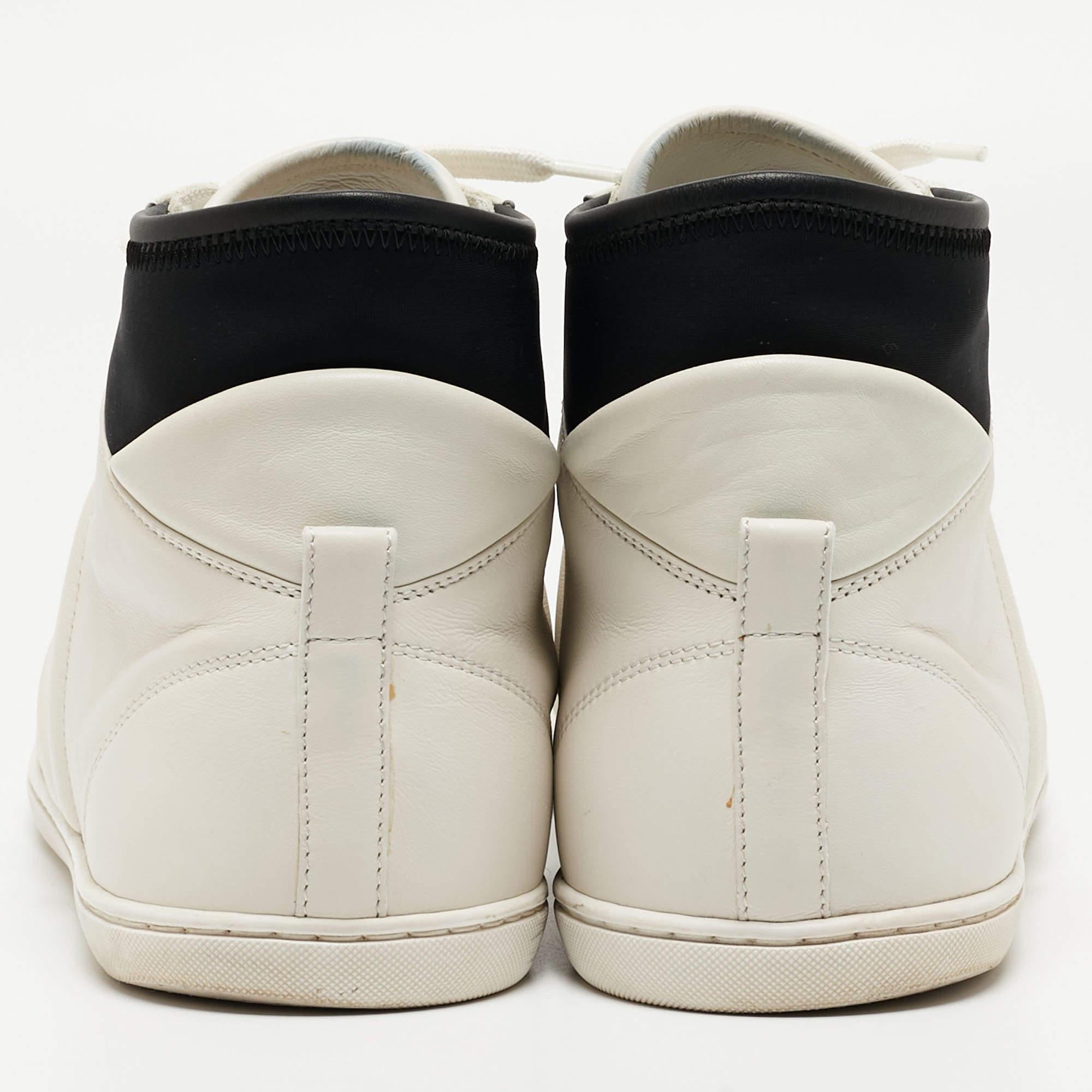 Louis Vuitton White/Black Leather Trainer High Top Sneakers Size 42.5 For Sale 3