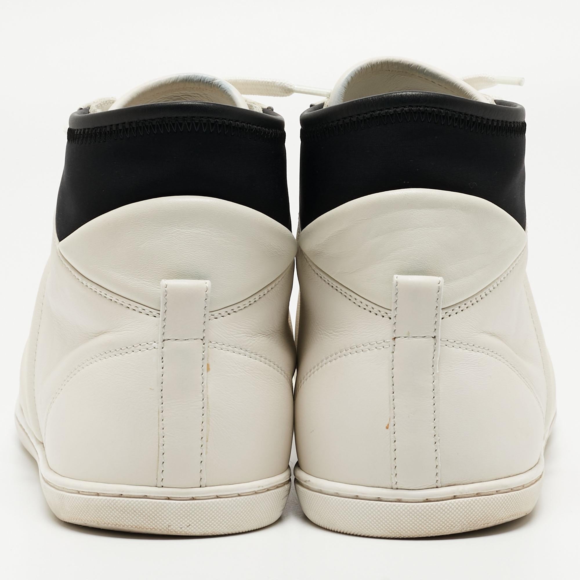 Louis Vuitton White/Black Leather Trainer High Top Sneakers Size 42.5 For Sale 5