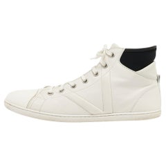 Louis Vuitton White/Black Leather Trainer High Top Sneakers Size 42.5
