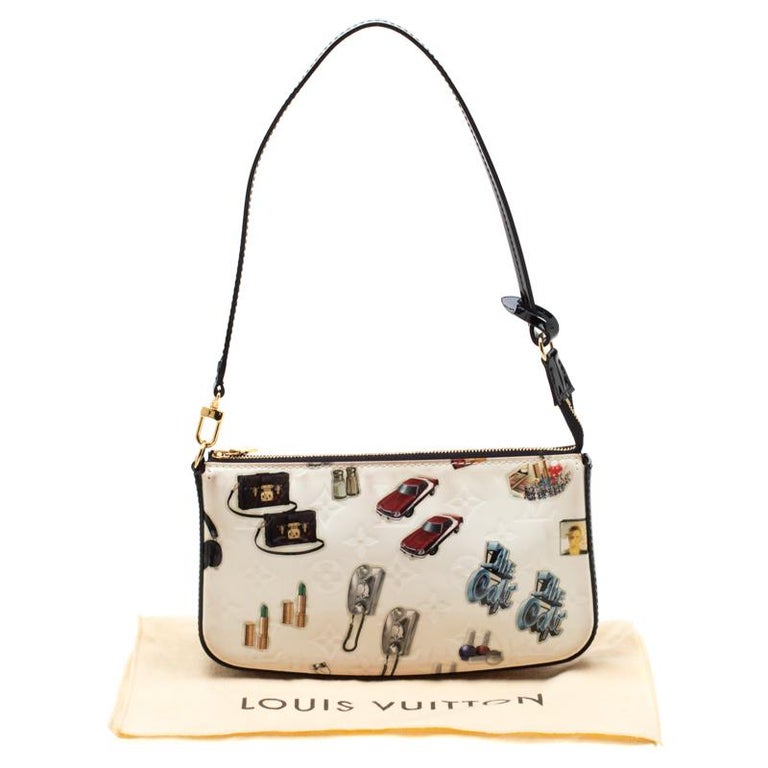 Louis Vuitton White/Black Monogram Vernis Stickers Accessories Pochette Bag For Sale at 1stdibs